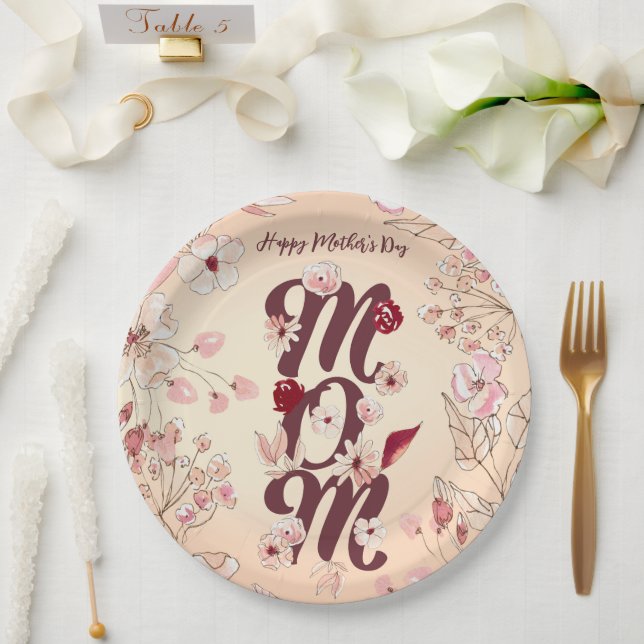 Plato De Papel Personaliza el feliz día de la madre (Boda)