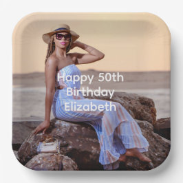 Plato De Papel Personaliza la foto cumpleaños de ella