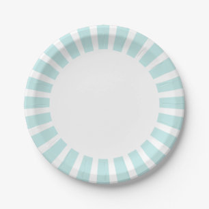 Plato De Papel Personaliza la placa Aqua Blue stripes
