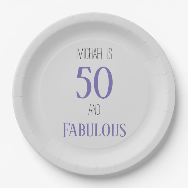 Plato De Papel Personalizable 50 y fabulosas placas de papel (Anverso)