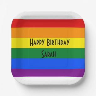 Plato De Papel Personalizable arcoiris niños fiesta Placa de pape