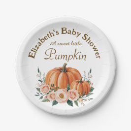 Plato De Papel Personalizable Baby Shower - Tema de la calabaza p