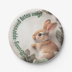 Plato De Papel Personalizable 🐇 Bunny Meadow Celebration Plate