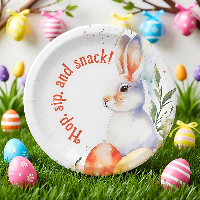Plato De Papel Personalizable 🐇 Bunny Whirl Papercraft Delight (Customizable 🐇Bunny Whirl Papercraft Delight Paper Plates)