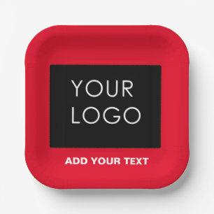 Plato De Papel Personalizable Business Add Logo Rojo moderno