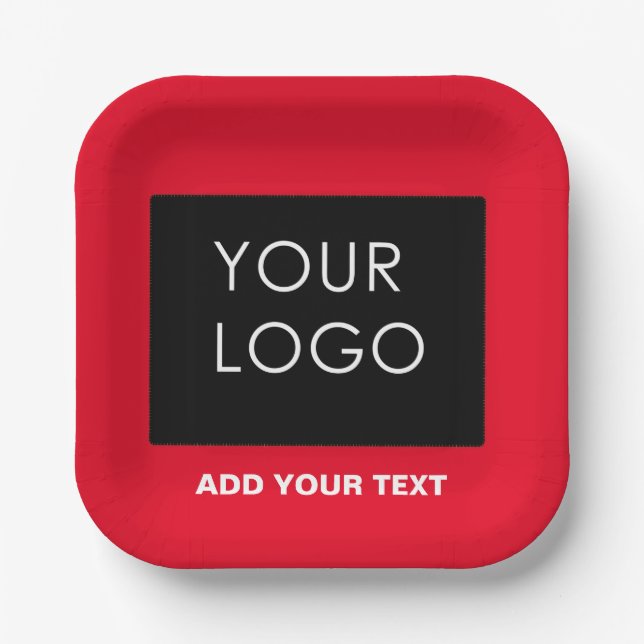 Plato De Papel Personalizable Business Add Logo Rojo moderno (Anverso)