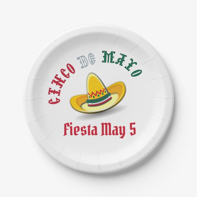 Plato De Papel Personalizable Cinco de Mayo 5 Fiesta (Anverso)