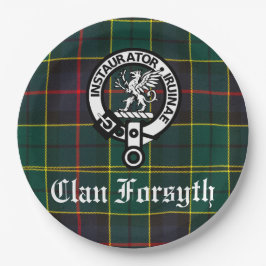 Plato De Papel Personalizable Clan Forsyth Escudo Badge & Tartan