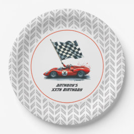 Plato De Papel Personalizable Cualquier Edad Race Car Birday Part