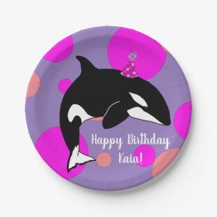 Plato De Papel Personalizable Cumpleaños Orca Killer Whale