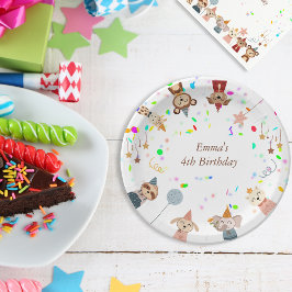 Plato De Papel personalizable de animales fiestas