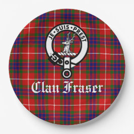 Plato De Papel Personalizable de Clan Fraser Escudo Badge Tartán