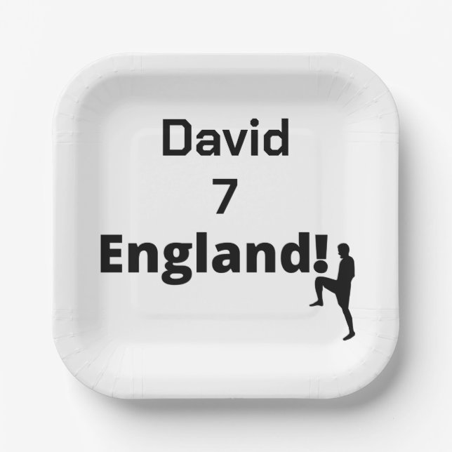 Plato De Papel Personalizable de jugador de fútbol de Inglaterra (Anverso)