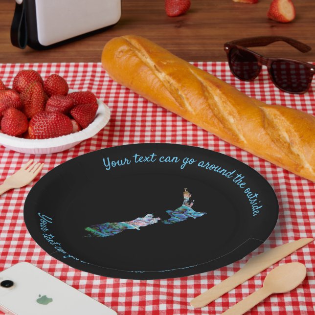 Plato De Papel PERSONALIZABLE de NUEVA ZELANDIA KIWI PAUA (Picnic)