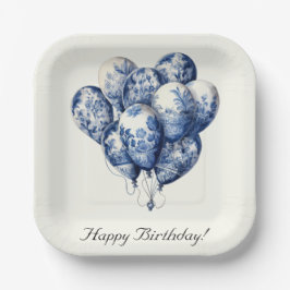 Plato De Papel Personalizable Delft Blue Balloons