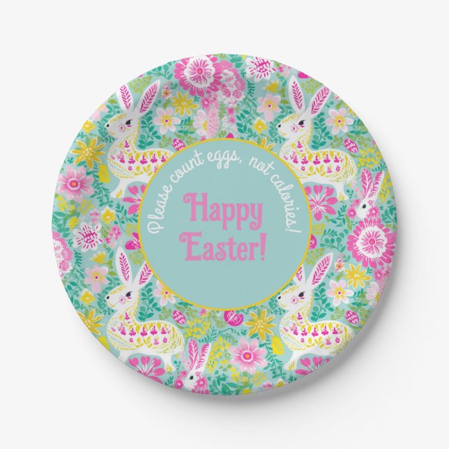 Plato De Papel Personalizable divertido Minty Bunny Bliss Plate � (Anverso)