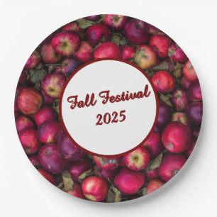 Plato De Papel Personalizable Fiesta de Apple Rojo