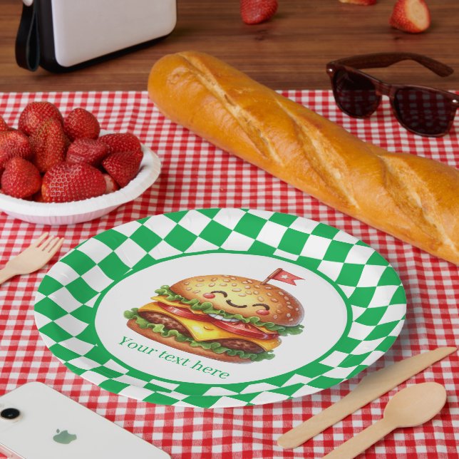 Plato De Papel Personalizable fiesta de cocina de hamburguesa de  (Picnic)