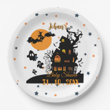 Personalizable Halloween Baby Shower Plates