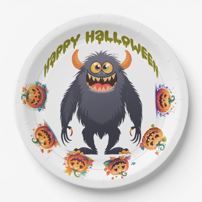 Plato De Papel Personalizable Halloween Fun (Anverso)