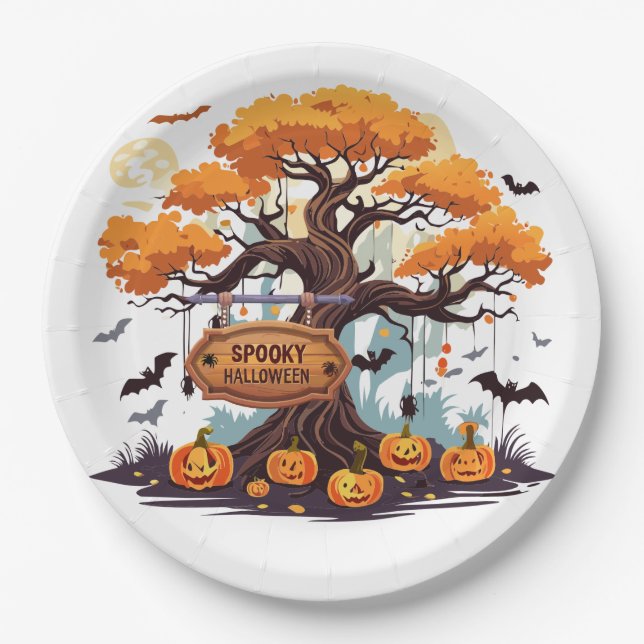 Plato De Papel Personalizable Halloween Fun (Anverso)