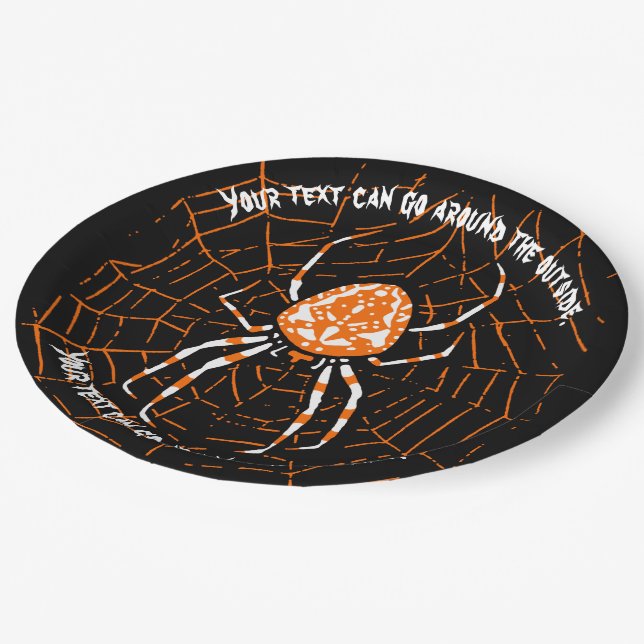 Plato De Papel Personalizable HALLOWEEN SPIDER (Angular)