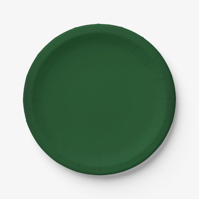 Plato De Papel Personalizable moderno de Forest Green (Anverso)