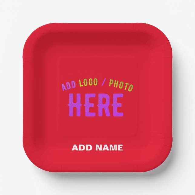 PLATO DE PAPEL PERSONALIZABLE MODERNO ESTILO MARCA VERIFICADA ROJ (Anverso)