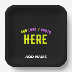 PLATO DE PAPEL PERSONALIZABLE MODERNO ESTILO NEGRO VERIFICADO MAR
