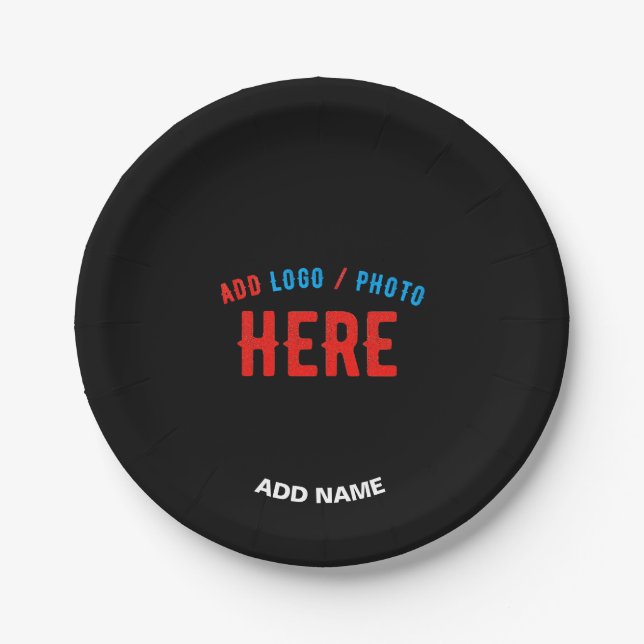 PLATO DE PAPEL PERSONALIZABLE MODERNO ESTILO NEGRO VERIFICADO MAR (Anverso)