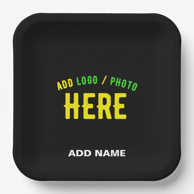 PLATO DE PAPEL PERSONALIZABLE MODERNO ESTILO NEGRO VERIFICADO MAR (Anverso)
