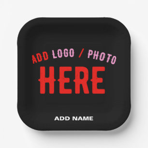 PLATO DE PAPEL PERSONALIZABLE MODERNO ESTILO NEGRO VERIFICADO MAR