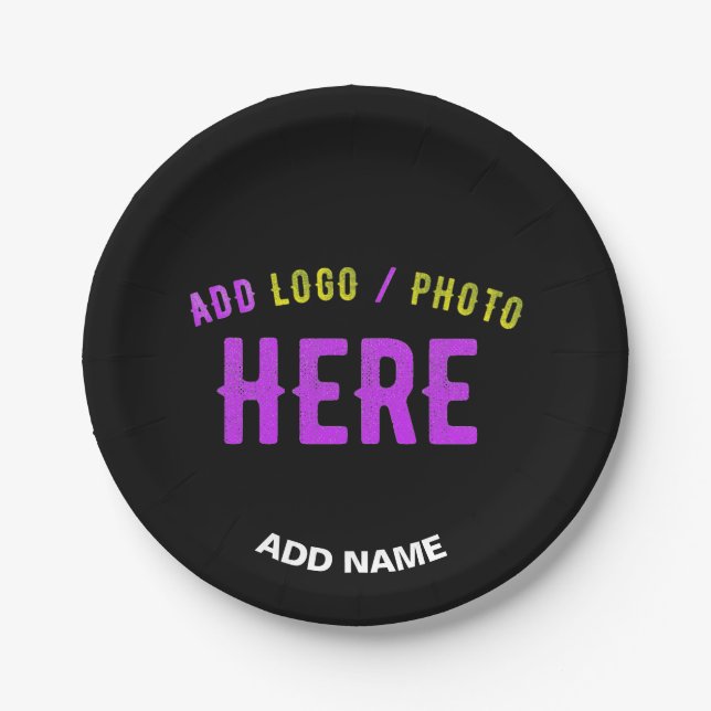 PLATO DE PAPEL PERSONALIZABLE MODERNO ESTILO NEGRO VERIFICADO MAR (Anverso)