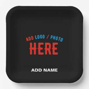 PLATO DE PAPEL PERSONALIZABLE MODERNO ESTILO NEGRO VERIFICADO MAR