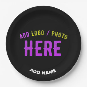 PLATO DE PAPEL PERSONALIZABLE MODERNO ESTILO NEGRO VERIFICADO MAR
