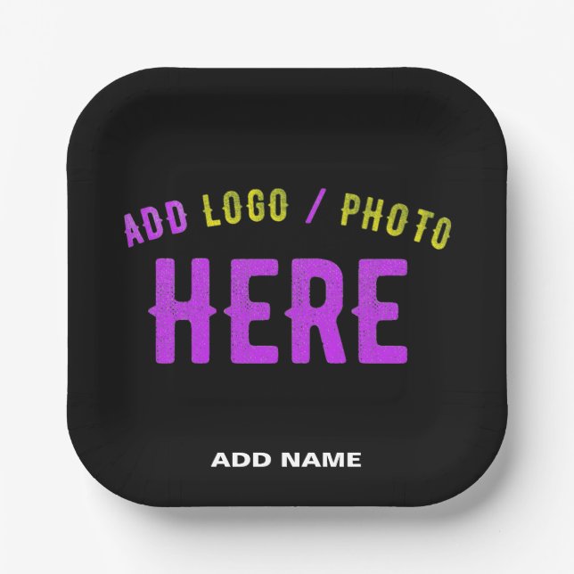 PLATO DE PAPEL PERSONALIZABLE MODERNO ESTILO NEGRO VERIFICADO MAR (Anverso)