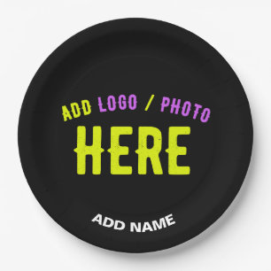 PLATO DE PAPEL PERSONALIZABLE MODERNO ESTILO NEGRO VERIFICADO MAR