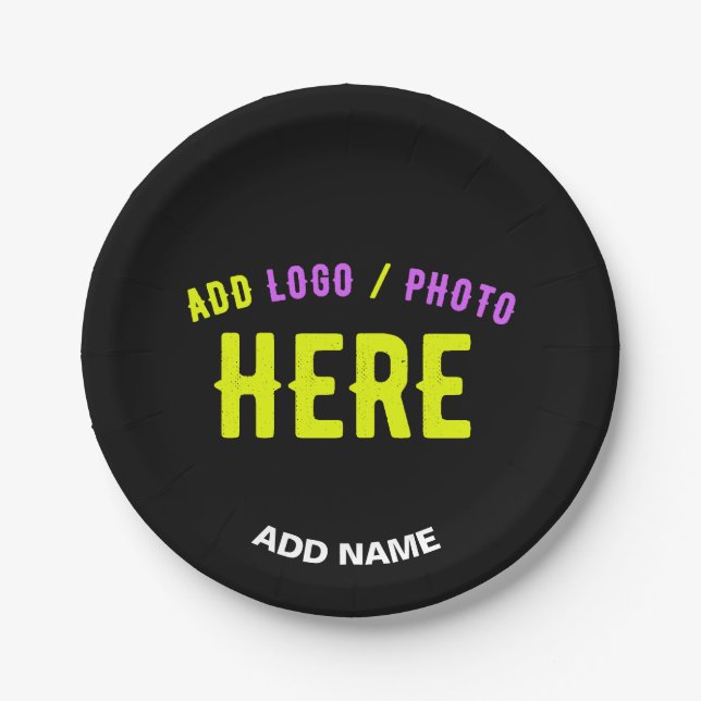 PLATO DE PAPEL PERSONALIZABLE MODERNO ESTILO NEGRO VERIFICADO MAR (Anverso)