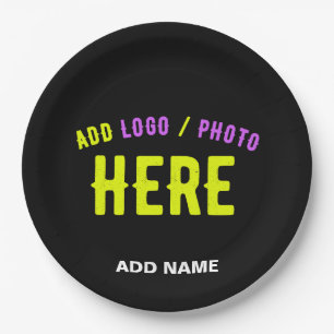 PLATO DE PAPEL PERSONALIZABLE MODERNO ESTILO NEGRO VERIFICADO MAR