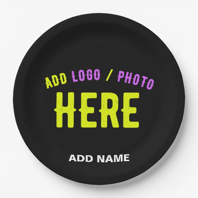 PLATO DE PAPEL PERSONALIZABLE MODERNO ESTILO NEGRO VERIFICADO MAR (Anverso)