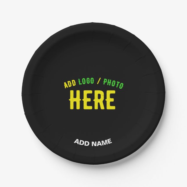 PLATO DE PAPEL PERSONALIZABLE MODERNO ESTILO NEGRO VERIFICADO MAR (Anverso)