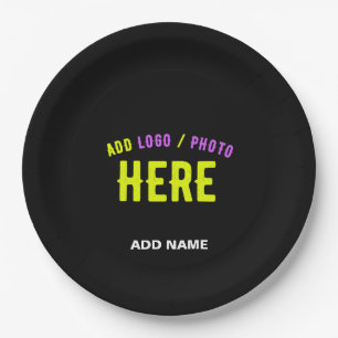 PLATO DE PAPEL PERSONALIZABLE MODERNO ESTILO NEGRO VERIFICADO MAR