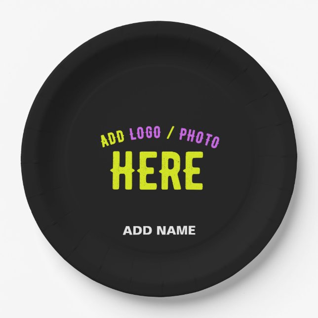 PLATO DE PAPEL PERSONALIZABLE MODERNO ESTILO NEGRO VERIFICADO MAR (Anverso)