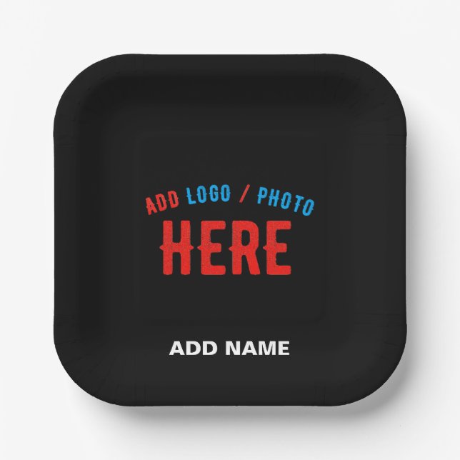 PLATO DE PAPEL PERSONALIZABLE MODERNO ESTILO NEGRO VERIFICADO MAR (Anverso)