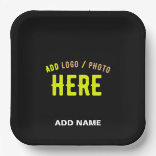 PLATO DE PAPEL PERSONALIZABLE MODERNO ESTILO NEGRO VERIFICADO MAR