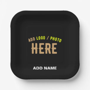 PLATO DE PAPEL PERSONALIZABLE MODERNO ESTILO NEGRO VERIFICADO MAR