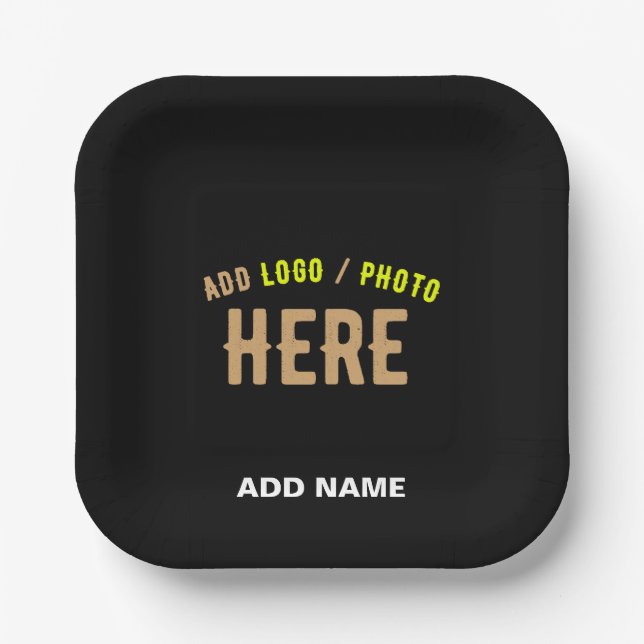 PLATO DE PAPEL PERSONALIZABLE MODERNO ESTILO NEGRO VERIFICADO MAR (Anverso)