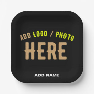 PLATO DE PAPEL PERSONALIZABLE MODERNO ESTILO NEGRO VERIFICADO MAR