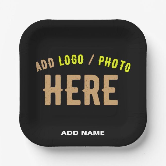 PLATO DE PAPEL PERSONALIZABLE MODERNO ESTILO NEGRO VERIFICADO MAR (Anverso)