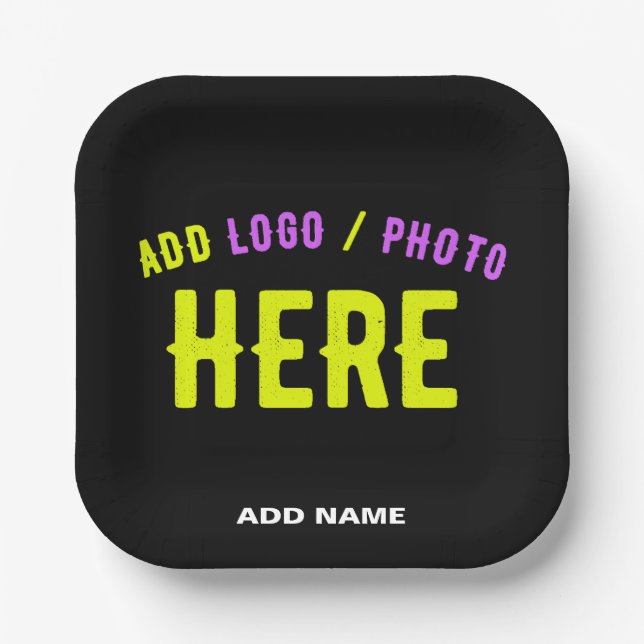 PLATO DE PAPEL PERSONALIZABLE MODERNO ESTILO NEGRO VERIFICADO MAR (Anverso)